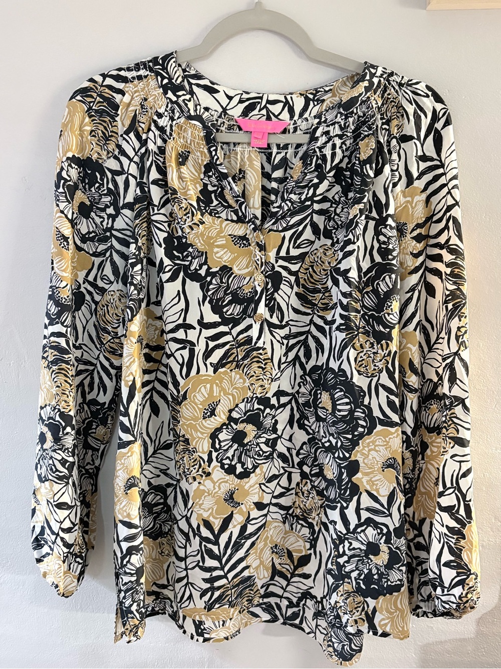 Lilly Pulitzer Silk Onyx Peony Party Blouse